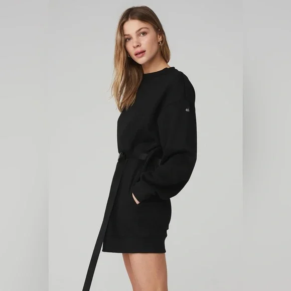 ALO Yoga Cityscape Sweatshirt Dress Black - Picture 3 of 8